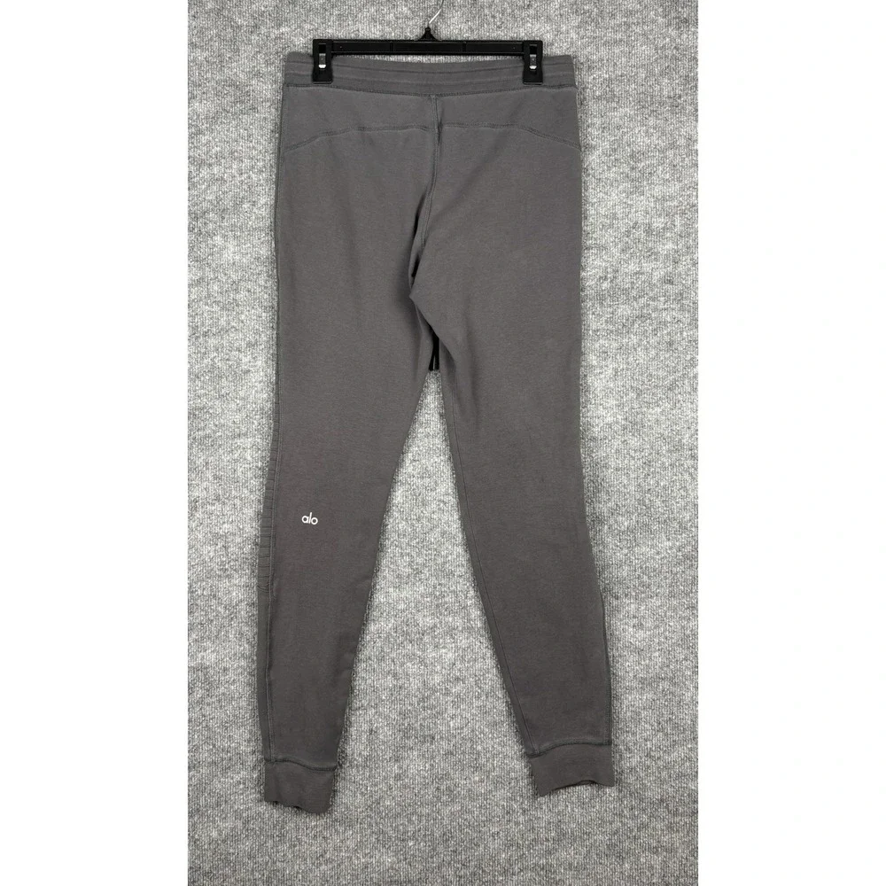 ALO Yoga Pants Urban Moto Joggers Women's Medium Gray Zipper Pockets Drawstring